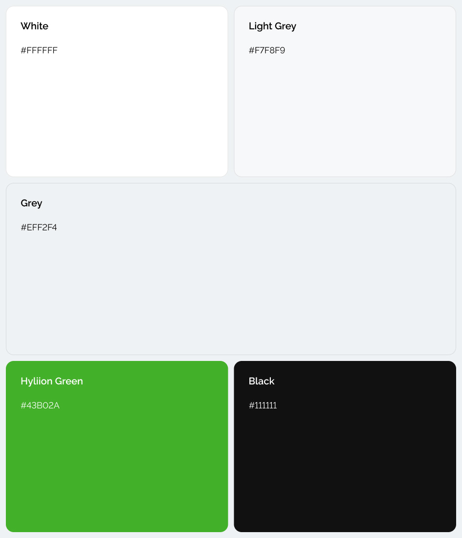 Color palette creation for the Hyliion website