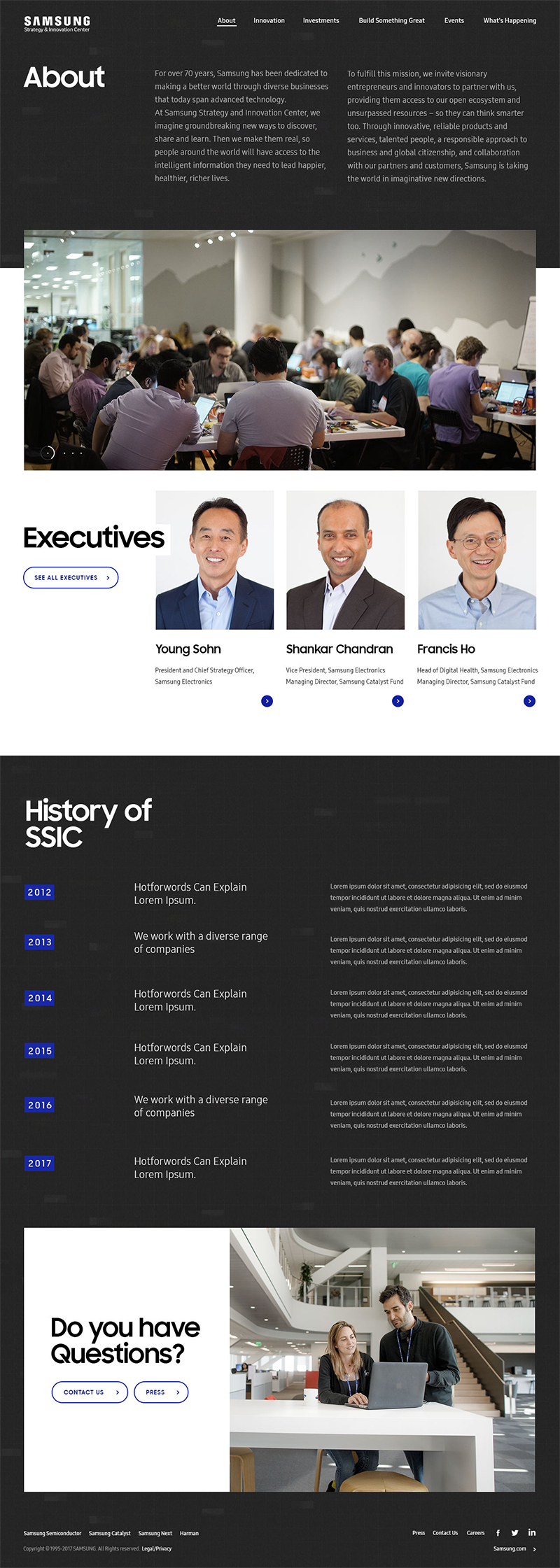 Samsung SIC's Inner Page Design & Development