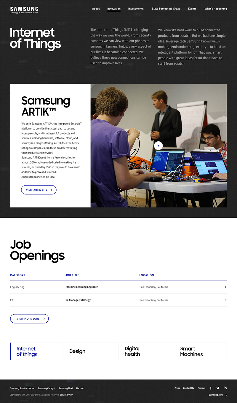 Samsung SIC's Inner Page Design & Development