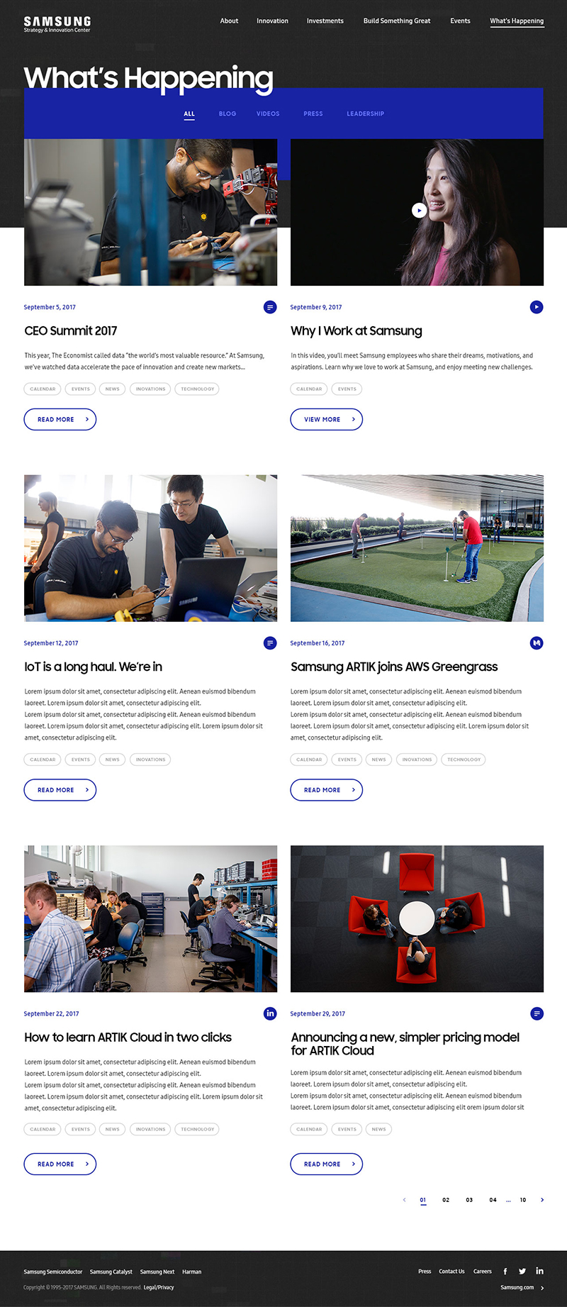 Samsung SIC's Blog Page Design & Development