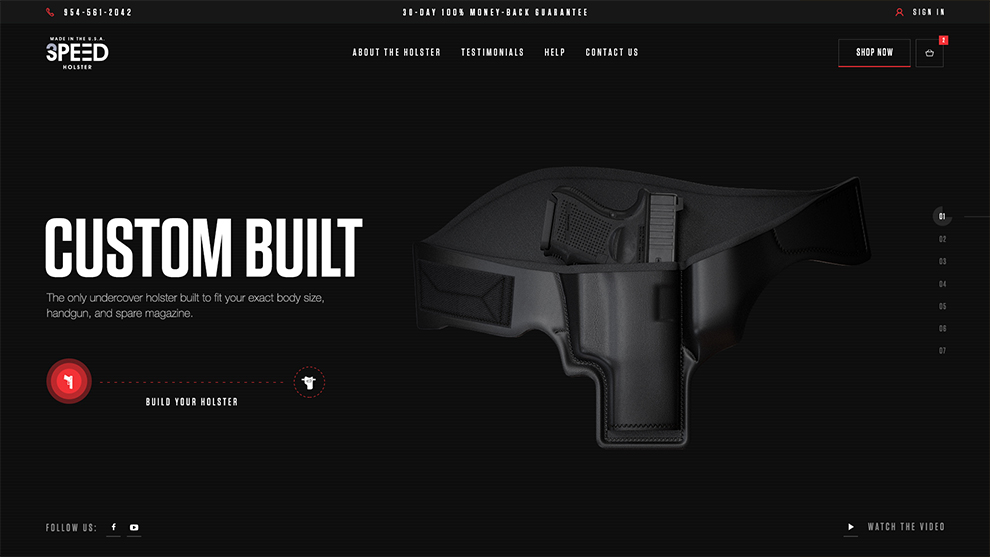 3 Speed Holster - Home Page Design