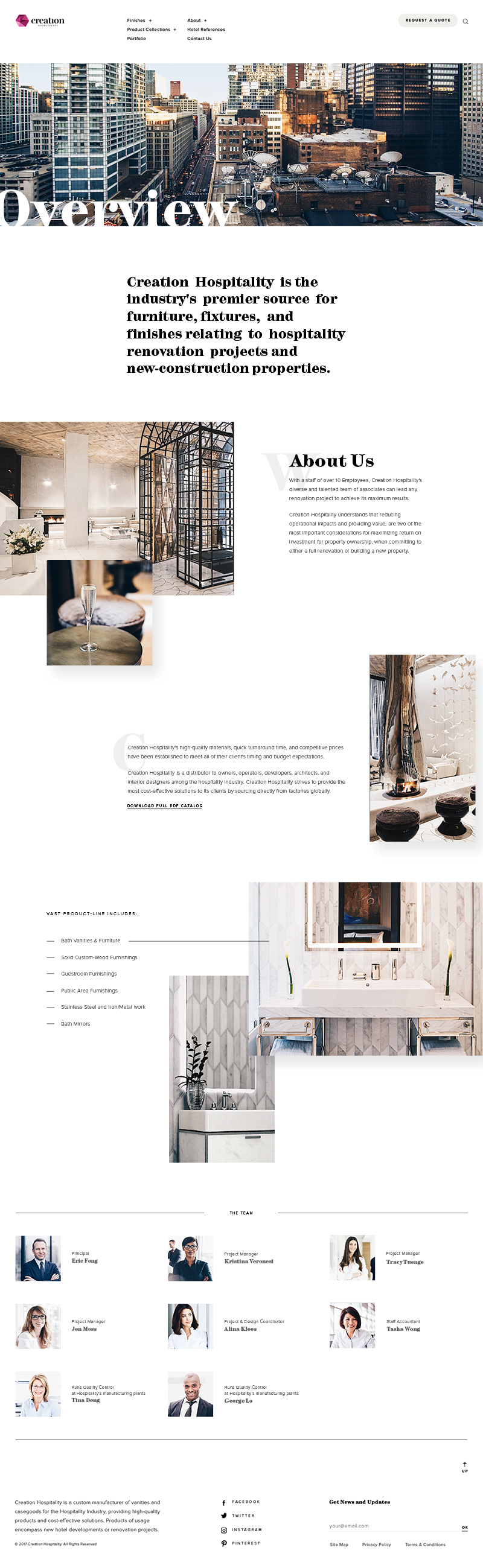 Creation Hospitality Inner Page Design and Development