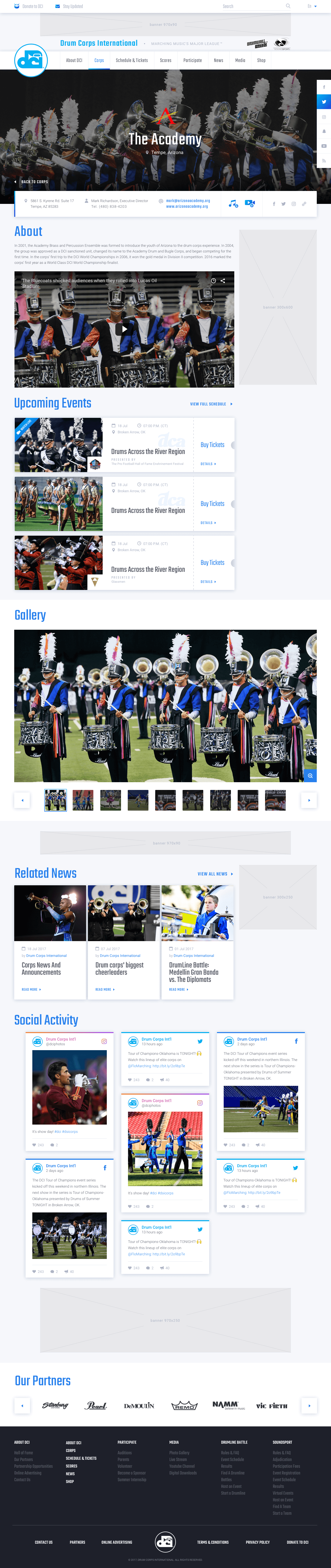 Drum Corps International Inner Page Design and Development