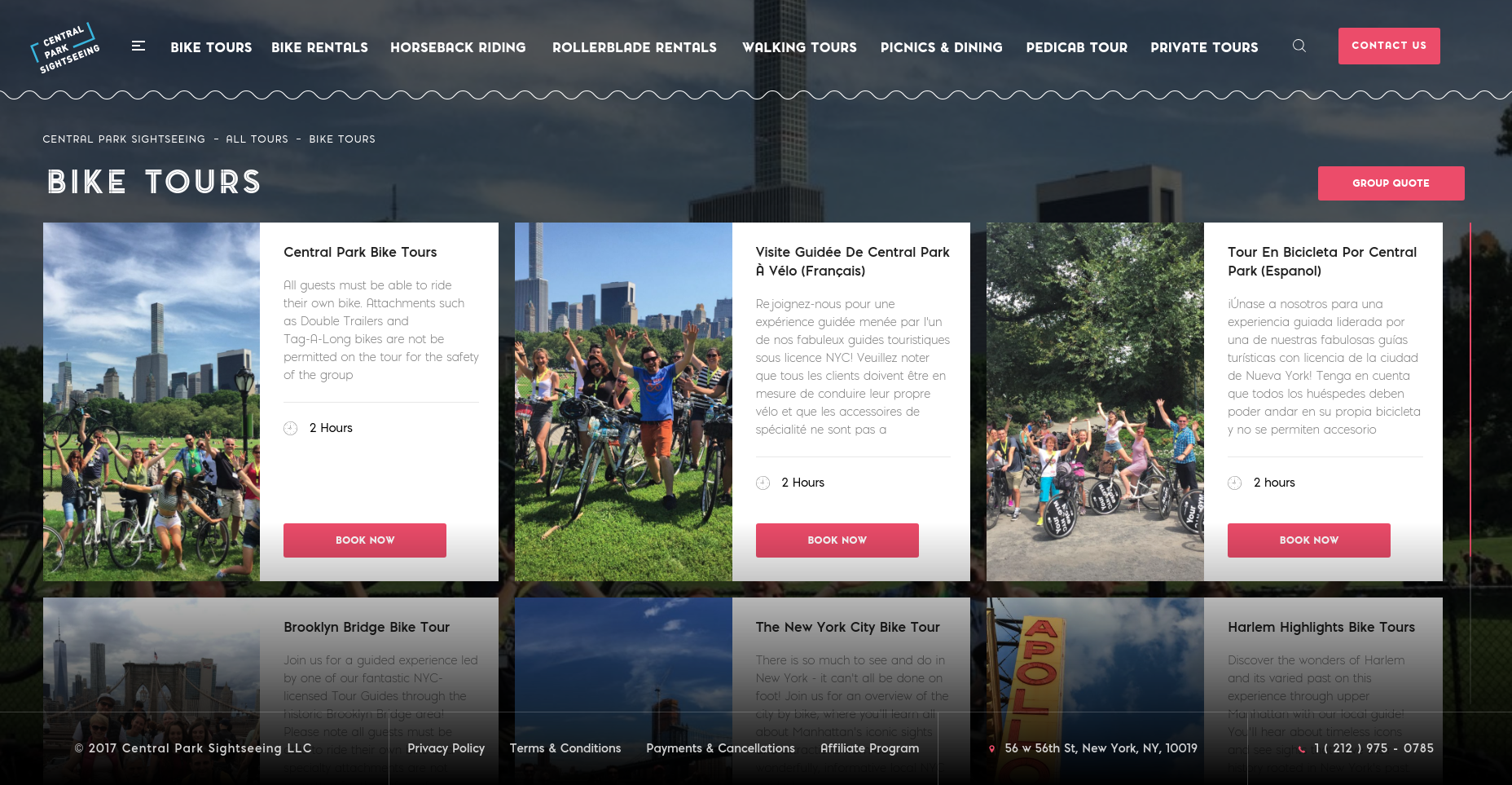 Central Park Sightseeing Home Page Design & Development