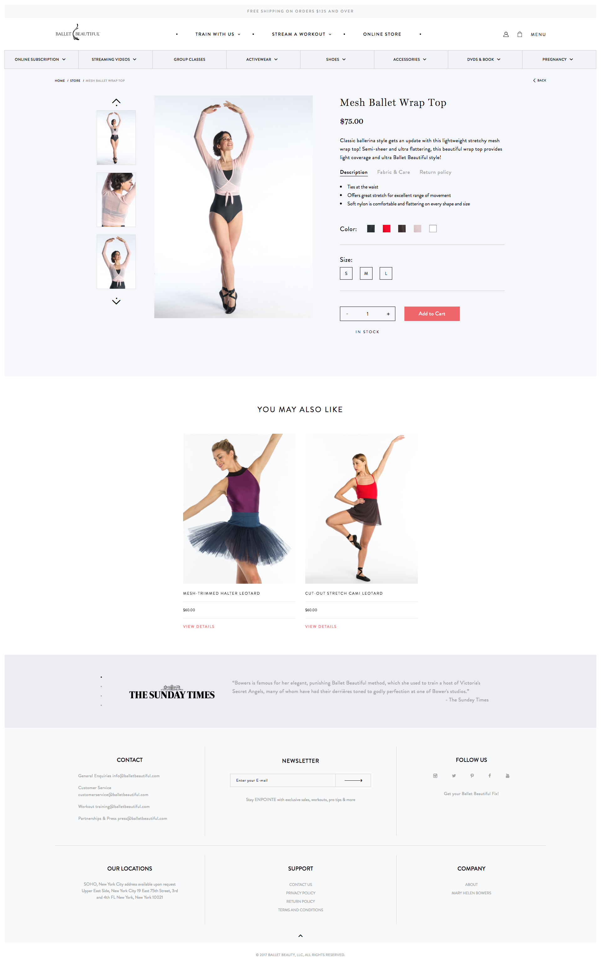 Ballet Beautiful Inner Page Design and Development