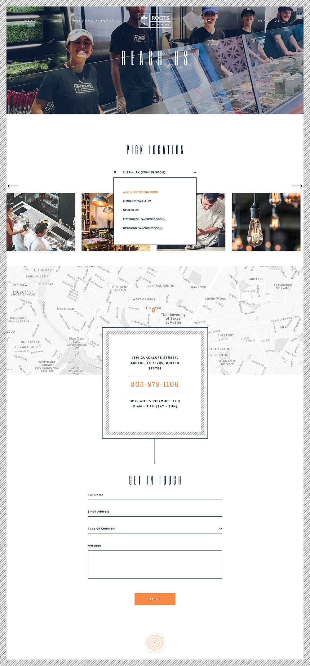 Roots Natural Kitchen's Home Page Design & Development