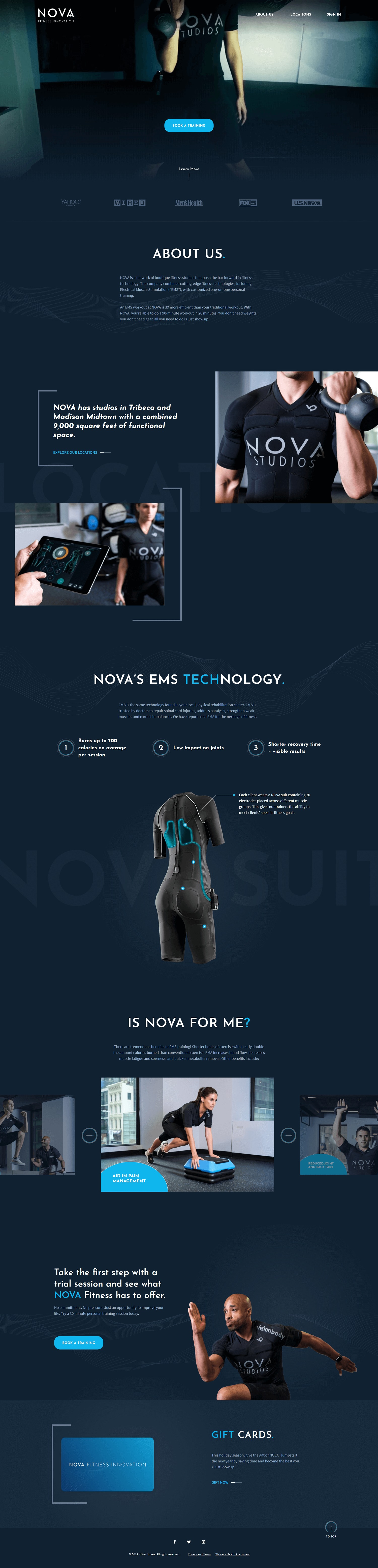 NOVA Fitness Home Page Design and Development