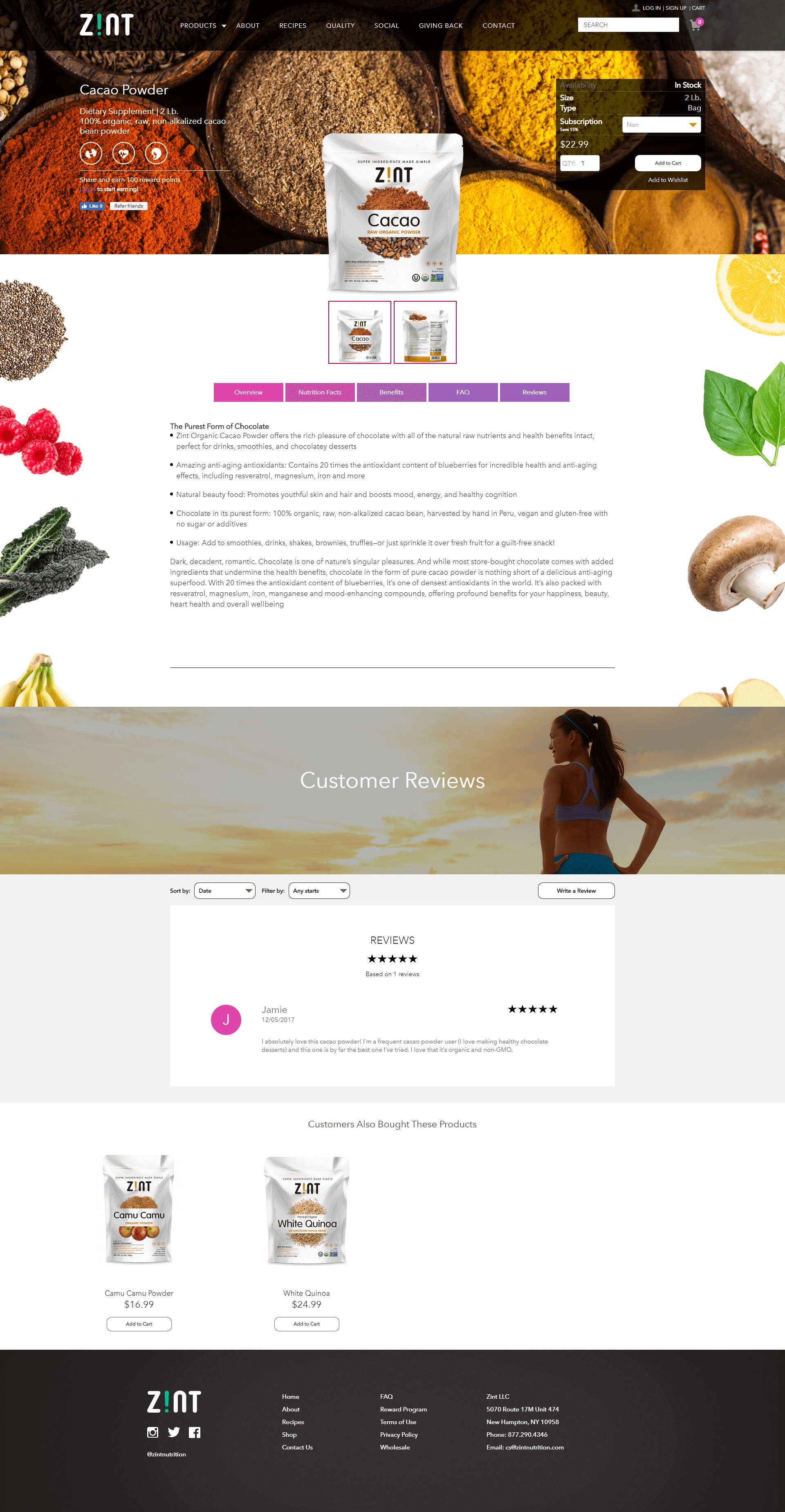Zintnutrition Inner Page Design and Development