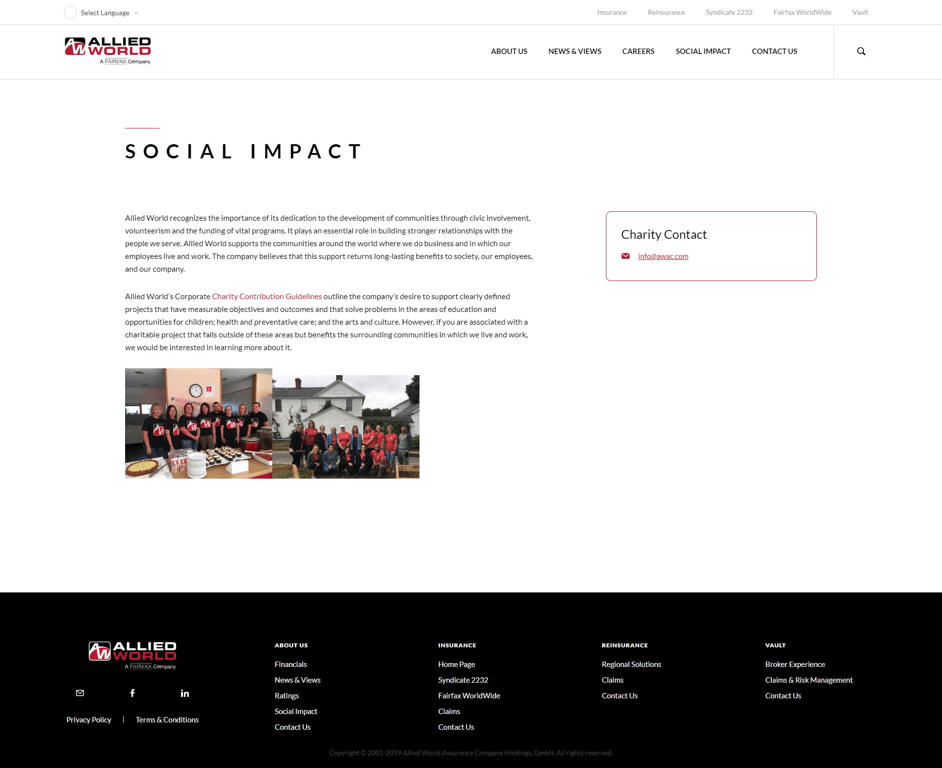 Allied World Inner Page Design and Development