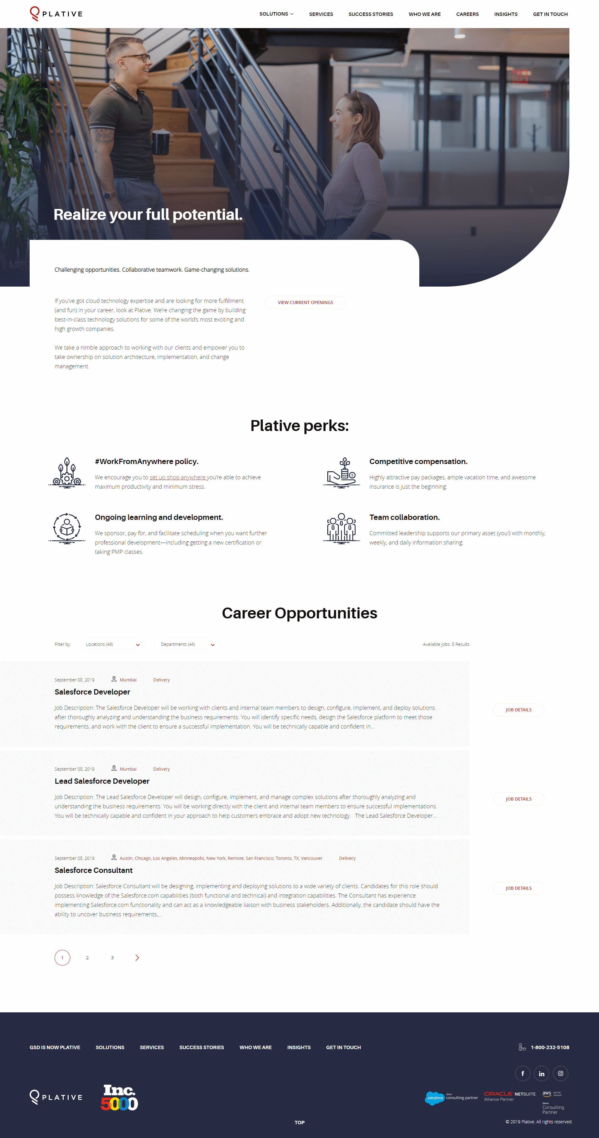 Plative's Careers Page Design & Development
