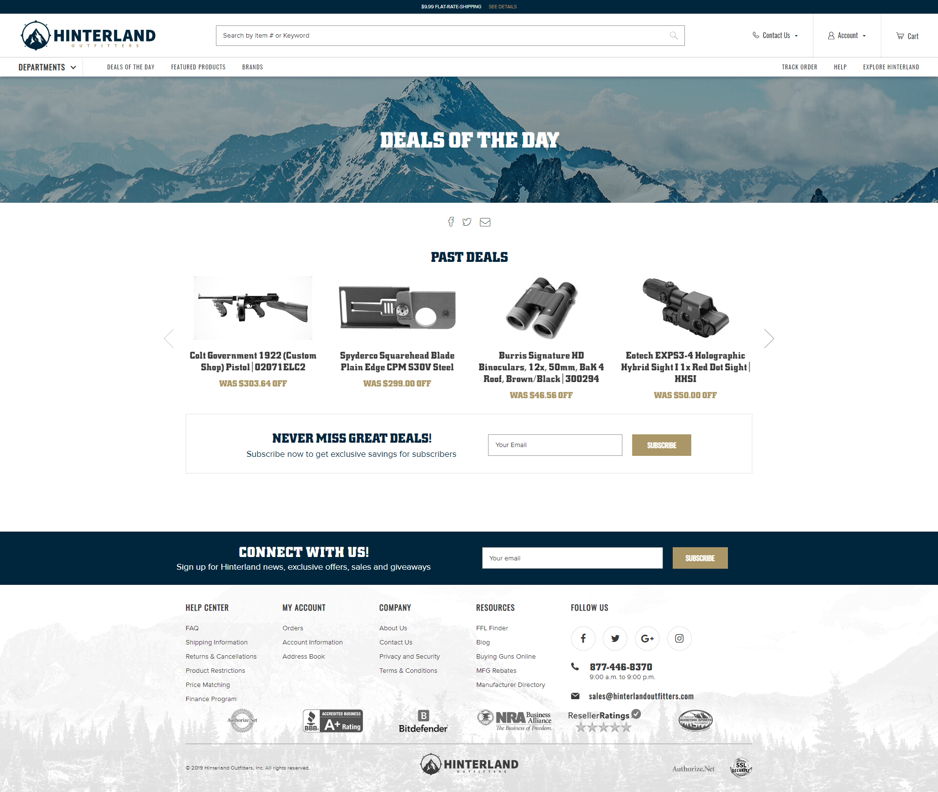 Hinterland Outfitters Inner Page Design & Development